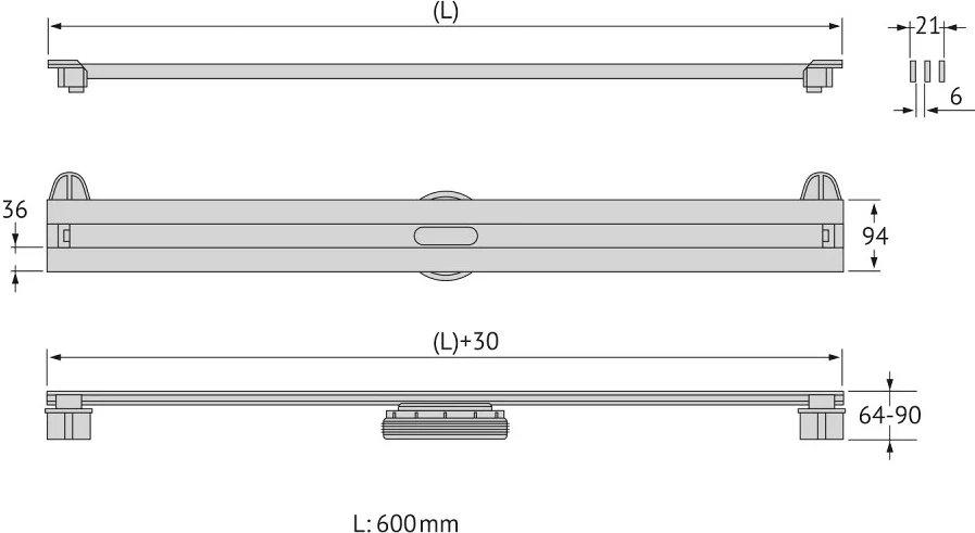 Душевой лоток BERGES Super Slim 60 см черный матовый 095052 (детальная фотография) index_1