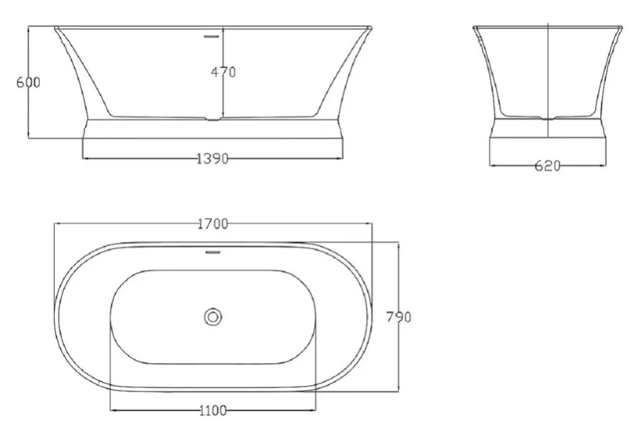 Ванна акриловая BelBagno 170х79 см отдельностоящая BB402-1700-790 (детальная фотография), акриловые