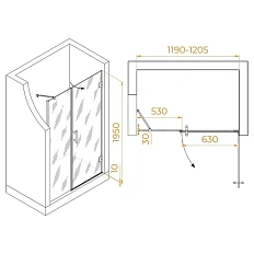 Душевая дверь в нишу RGW Hotel HO-012B 120 см черный профиль