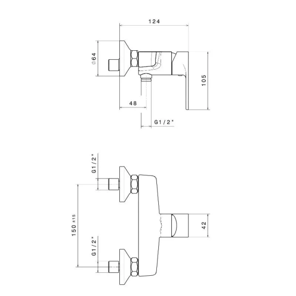 Смеситель для душа Kerama Marazzi Piano хром 69355KM.21.018 (детальная фотография), для душа
