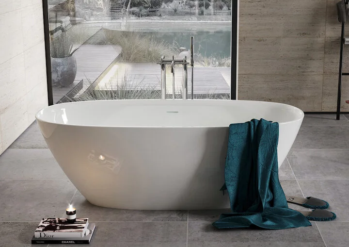 Ванна каменная Roca Ariana 165 х 75 см 248470000, литой мрамор Stonex, овальная, белая (детальная фотография), современныe, hi-tech