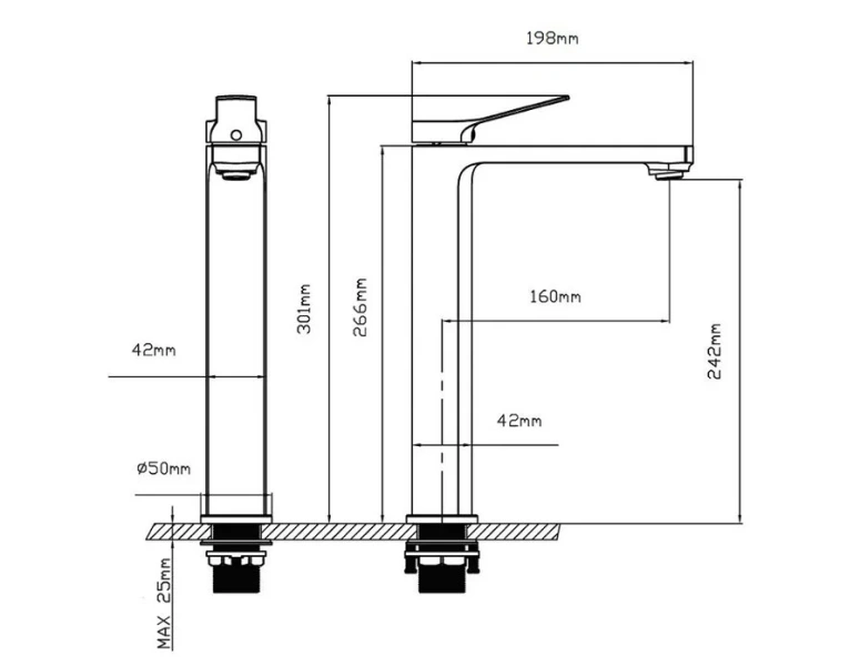 Смеситель для раковины Vincea Arco брашированное золото VBF-4AR02BG (детальная фотография), для раковины