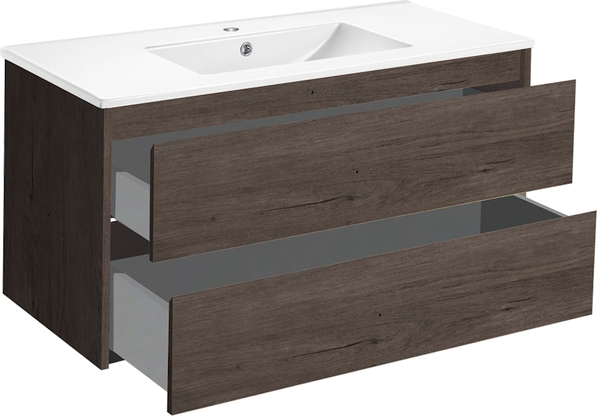 Тумба под раковину подвесная Vincea Gio 100,6 см R.Oak VMC-2G100RO (детальная фотография), подвесная, пристенная