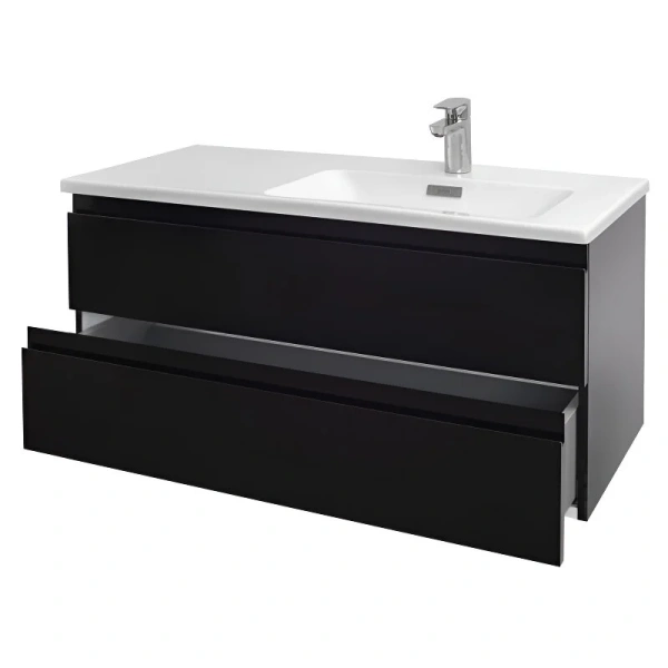 Тумба под раковину подвесная Jacob Delafon Madeleine 100 см правая, черная глянцевая EB2055-J52 (детальная фотография), современная, hi-tech