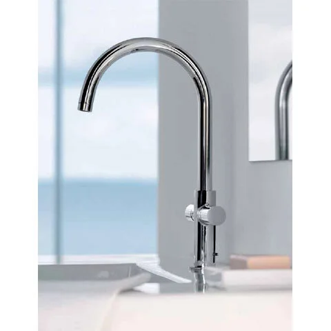 Смеситель для раковины Axor Uno² 38040000 (детальная фотография), округлая форма, с донным клапаном