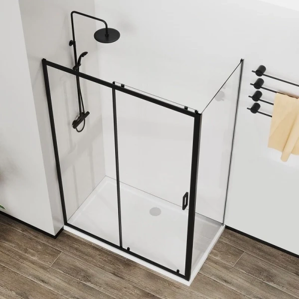 Душевой уголок Vincea City 120х90 см профиль черный, стекло прозрачное VSR-5CT9012CLB (детальная фотография), черные