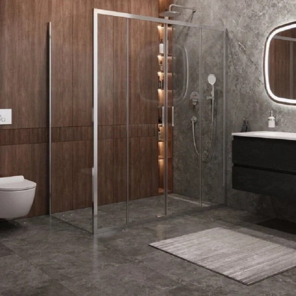 Душевой уголок Cezares Molveno 180х80 см стекло прозрачное профиль хром MOLVENO-AH-2/1-180/80-C-Cr-IV (детальная фотография)