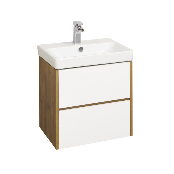 Тумба под раковину подвесная Акватон Сканди 55 см белая/дуб рустикальный 1A251701SDZ90 (детальная фотография)