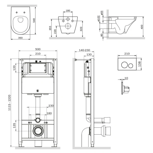 Унитаз с инсталляцией Am.Pm Inspire с клавишей хром IS49051.501700 (детальная фотография), с инсталляцией