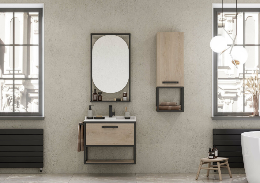 Тумба под раковину подвесная Акватон Лофт Фабрик 65 см дуб эндгрейн 1A242301LTDU0 (детальная фотография), в наличии