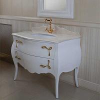 Тумба для раковины, цвет белый глянцевый, фурнитура золото, La Beaute Holly