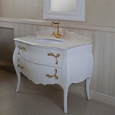 Тумба для раковины, цвет белый глянцевый, фурнитура золото, La Beaute Holly