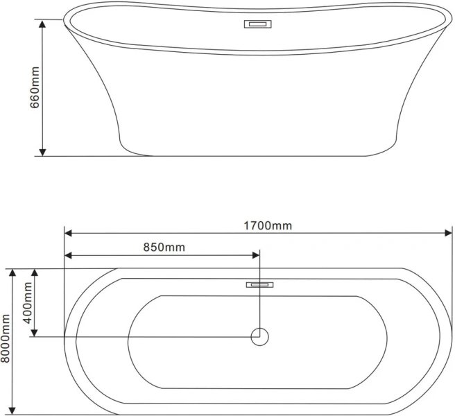 Ванна акриловая Grossman 166x75 см отдельностоящая GR-1201 (детальная фотография), акриловые