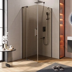 Душевой уголок Cezares Slider 90х80 см стекло бронзовое профиль оружейная сталь