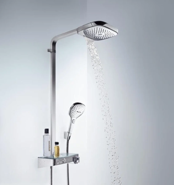 Душевая стойка Hansgrohe Raindance Select белый/хром 27126400 (детальная фотография), хром, белые