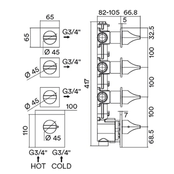 Смеситель для душа Bossini Apice белый матовый Z035205.045 (детальная фотография), для душа