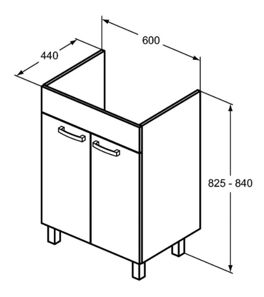 Тумба с раковиной напольная Ideal Standard Tempo E3239 60 см с 2-мя дверцами (детальная фотография), в наличии, по запросу, нет в наличии