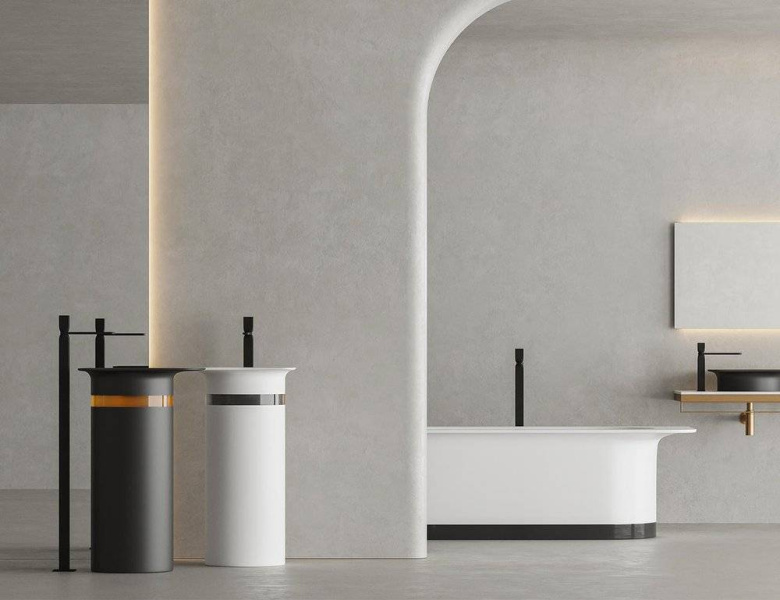 Раковина напольная Salini Ninfea 01 54,5 см белая 130221M (детальная фотография), круглой формы, моноблок