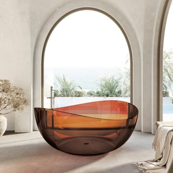 Ванна из полиэфирной смолы Abber Kristall 150x150 см коричневая AT9705Opal (детальная фотография), современныe, hi-tech