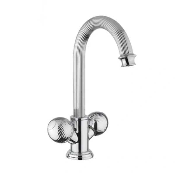 Смеситель для раковины Cezares Olimp хром, ручки с кристаллами Swarovski OLIMP-LS2-01-Sw (детальная фотография), классические, ретро, с кристаллами swarovski