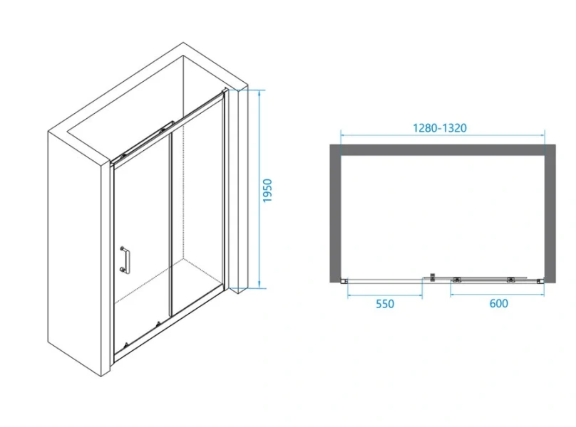 Душевая дверь в нишу RGW Passage PA-14 130 см профиль хром, стекло прозрачное 41081413-11 (детальная фотография), современные, hi-tech