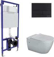 Унитаз с инсталляцией BERGES Mascon кнопка черная