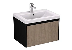 Тумба под раковину подвесная Velvex Klaufs 60 см черная матовая/дерево