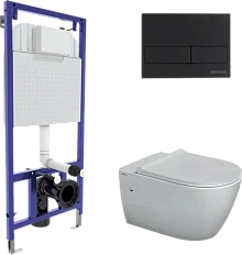 Унитаз с инсталляцией BERGES Mascon кнопка черная