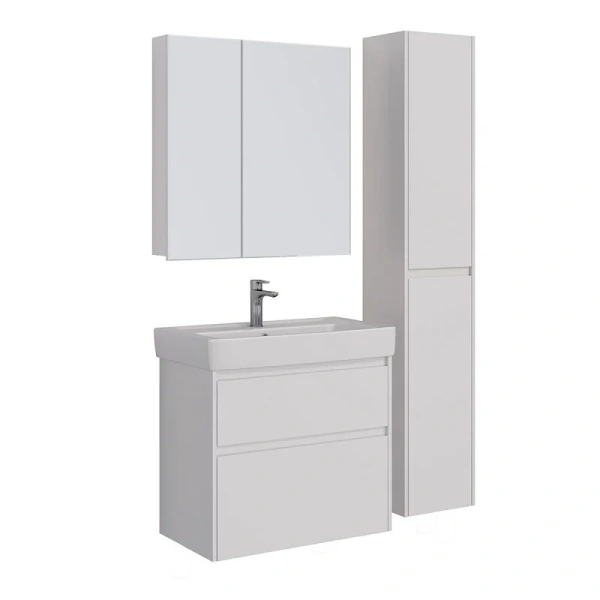 Тумба под раковину подвесная Lemark Combi 100 см белый глянец LM03C100T (детальная фотография), недорогo, комплект (набор)