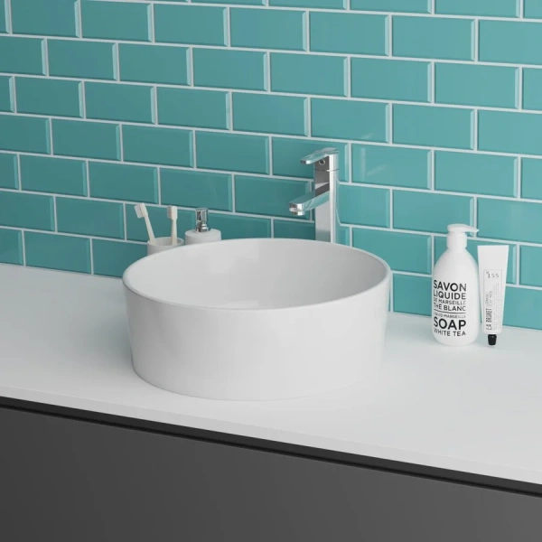 Раковина Grossman 41 см фаянс GR-3013 (детальная фотография), накладные (на столешницу), пристенные