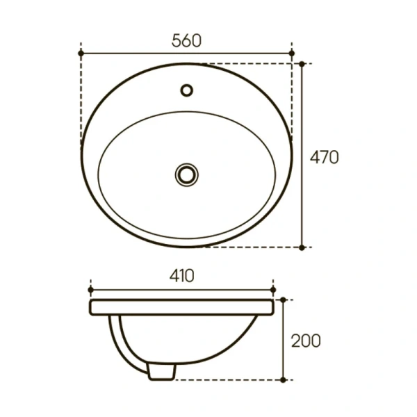 Раковина Aqueduto INSERTO 56 см встраиваемая INS0310 (детальная фотография), современные, hi-tech