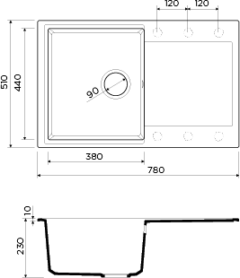 Мойка для кухни Omoikiri Daisen-78-BL 78 см черная 4993327 (детальная фотография), врезные