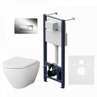 Унитаз с инсталляцией Am.Pm Spirit V2.0 с клавишей глянцевый хром и сиденьем микролифт