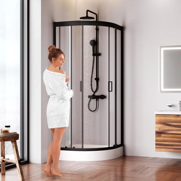 Душевой уголок Am.Pm Gem 80х80 см профиль черный матовый W90G-401-080BT (детальная фотография), черные