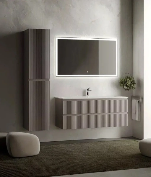 Тумба под раковину подвесная Sancos Snob R 120 см doha soft SNR120SM (детальная фотография), серая