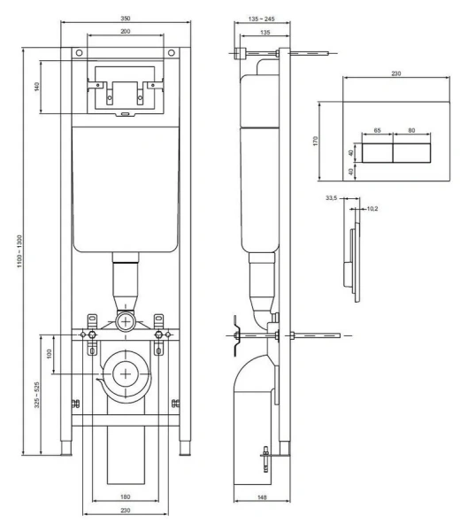 Унитаз с инсталляцией Ideal Standard Tempo с сидением микролифт W990101 (детальная фотография), с инсталляцией