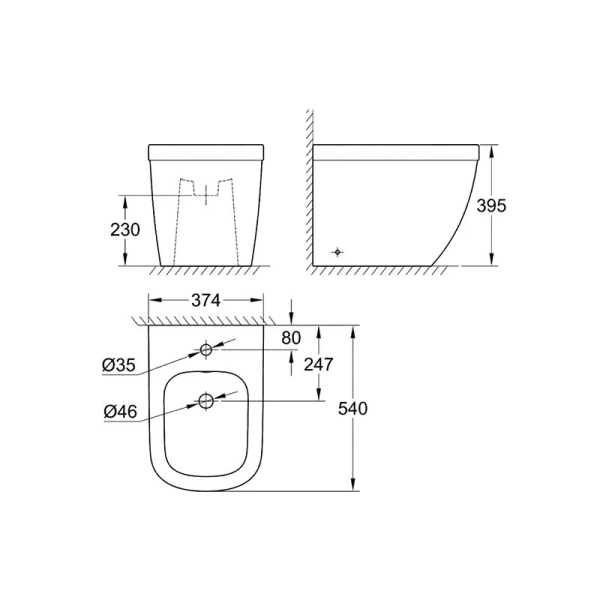 Биде напольное Grohe Euro Ceramic 39340000 (детальная фотография), современные, hi-tech