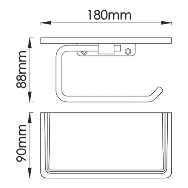 Бумагодержатель WasserKRAFT Elbe с полочкой для телефона K-1525 (детальная фотография), современные, hi-tech