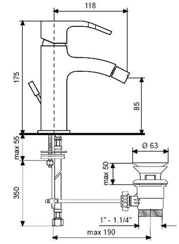 Смеситель для раковины хром Emmevi Niagara 74004/CR (детальная фотография), для биде