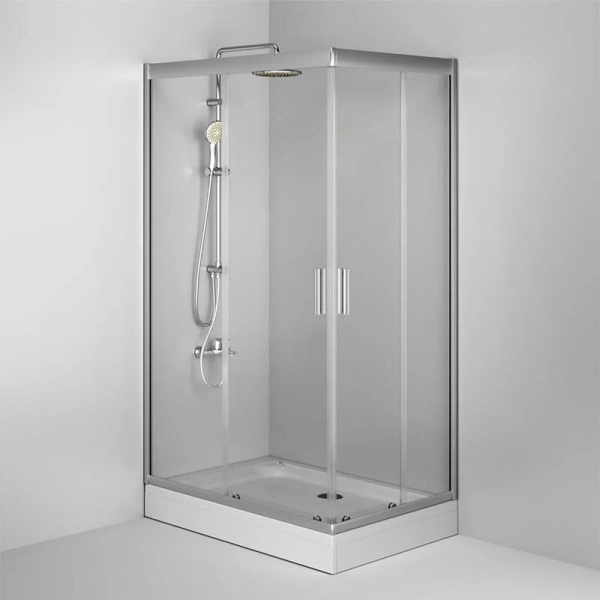 Душевой уголок Am.Pm Gem 120x80 см стекло прозрачное, профиль хром W90G-404-120280-MT (детальная фотография), стеклянные, угловые, без поддона