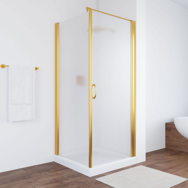 Душевой уголок профиль золотой стекло сатин Vegas-glass EP-Fis 80 09 10 R (детальная фотография)