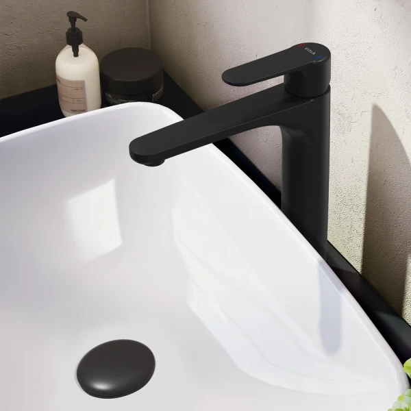 Смеситель для раковины VitrA Root Round матовый черный A4270736EXP (детальная фотография), современные, hi-tech