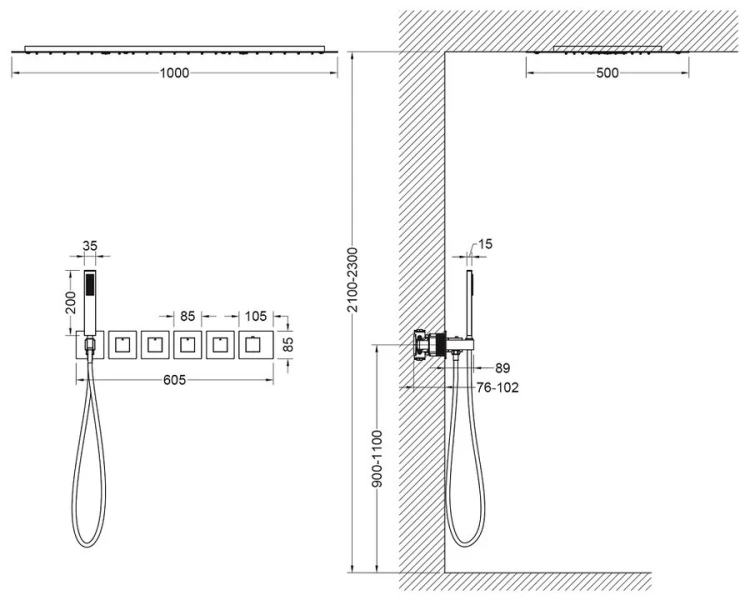 Душевой комплект Timo Petruma черный SX-5329/03SM (детальная фотография), комплекты