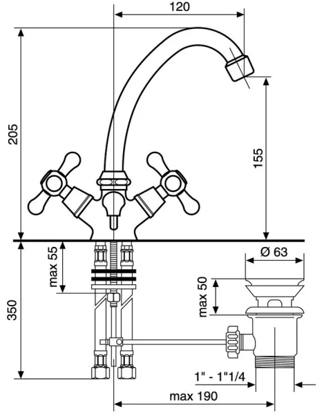 Смеситель для раковины Emmevi Stella 17913 17913CR (детальная фотография), для раковины
