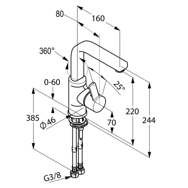 Смеситель для раковины Kludi Zenta хром 420260575 (детальная фотография), современные, hi-tech