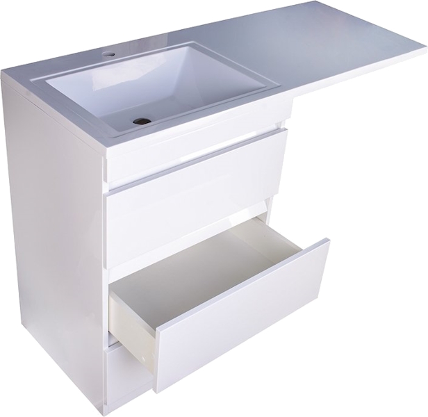 Тумба под раковину напольная Style Line Даллас 38 см белая АА00-000069 (детальная фотография), моноблок, для стиральной машины