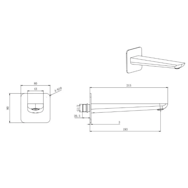 Излив для ванны Акватек Вега хром AQ1041CR (детальная фотография), в наличии