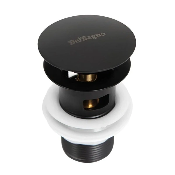 Донный клапан для раковины BelBagno с системой клик-клак, чёрный матовый BB-SAT-NERO (детальная фотография) index_1