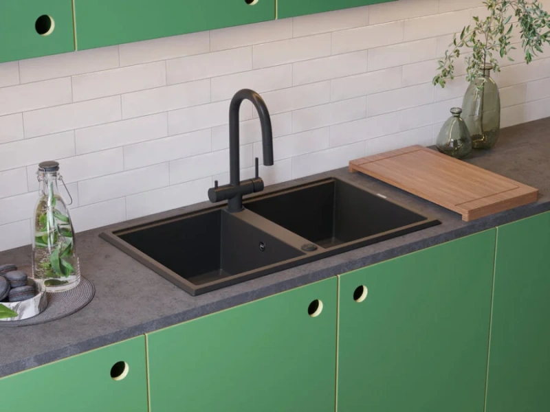 Мойка для кухни Omoikiri Tedori 86-2 49939 86 см врезная (детальная фотография), прямоугольной формы