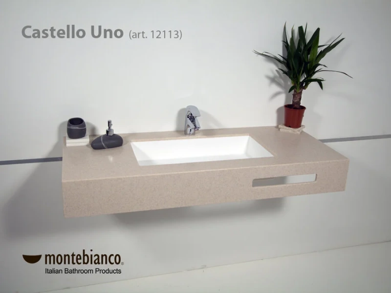 Раковина Montebianco Castello Uno 55 см белая матовая 12113 (детальная фотография), одинарные